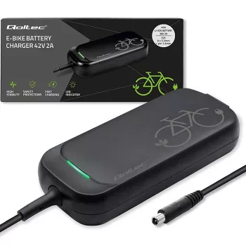 Qoltec Greitasis Įkroviklis Xiaomi 36V Elektriniam Paspaudžiamajam Dvirčiui Paspirtukui | 42V | 2A | 8,0*8,0mm+kištukas | vandeniui atsparus + maitinimo laidas