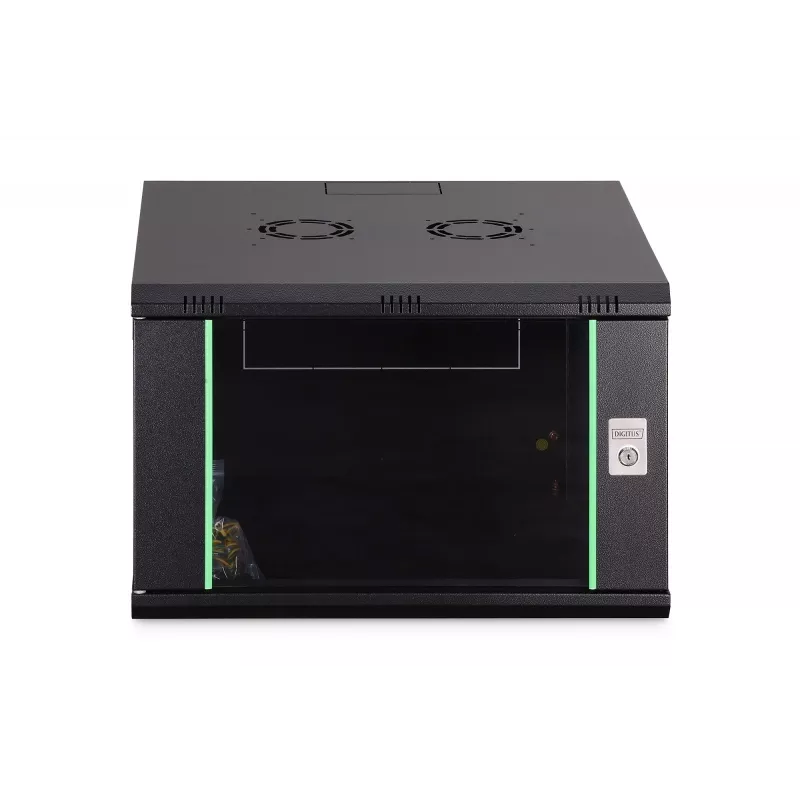 Sieninis 19 colių spintos stovas DIGITUS Dynamic-N DN-37103 — 7U, 600x600 mm, IP20, nesurinktas, juodas