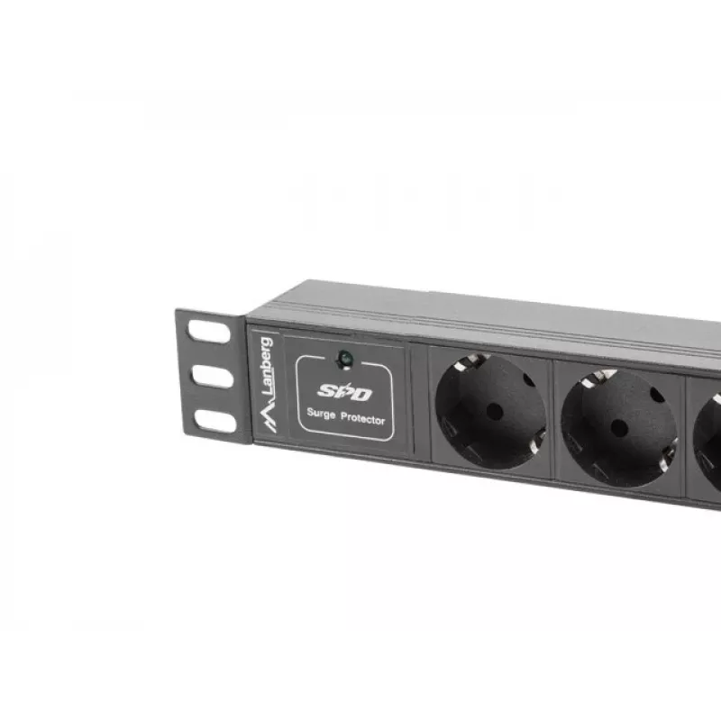 Lanberg PDU-03F-0200-BK maitinimo skirstytuvas (PDU) 1U juodas 3 AC išėjimai (PDU-03E-0200-IEC-BK)