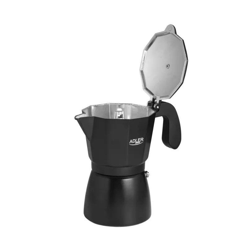 Espresso kavos aparatas Adler AD 4421 – 15 bar siurblys, juodas korpusas