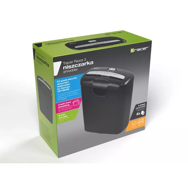Popieriaus smulkintuvas Tracer Razor 2 juostinis smulkinimas 70 dB juodas
