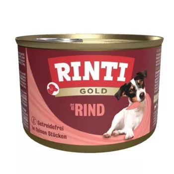Šlapias šunų ėdalas RINTI Gold Beef Adult 185 g – be grūdų, be glitimo, pilnavertis pašaras