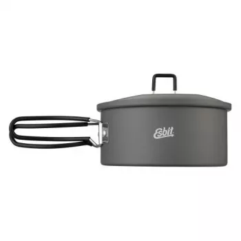 Puodas ESBIT PT1100HA kepimo indas stovyklavimui – Aliumininis puodas 1,1 l, Ø14,8 cm, 227 g, juodas