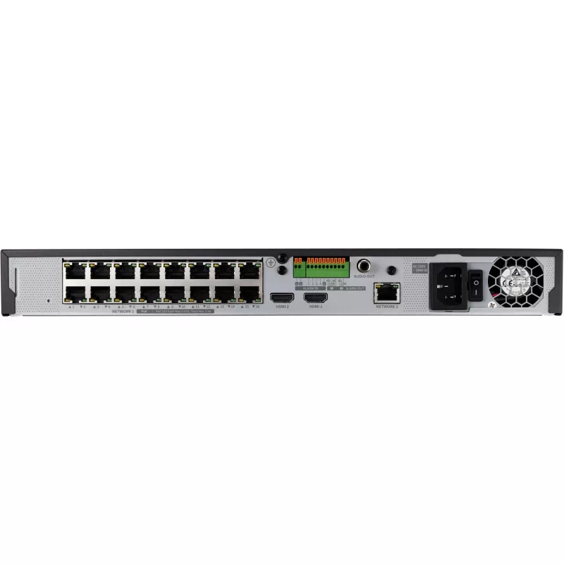 Tinklinis vaizdo registratorius – 16 IP kanalų – H.265 – 128Mbps – be HDD – HDMI – PoE jungiklis
