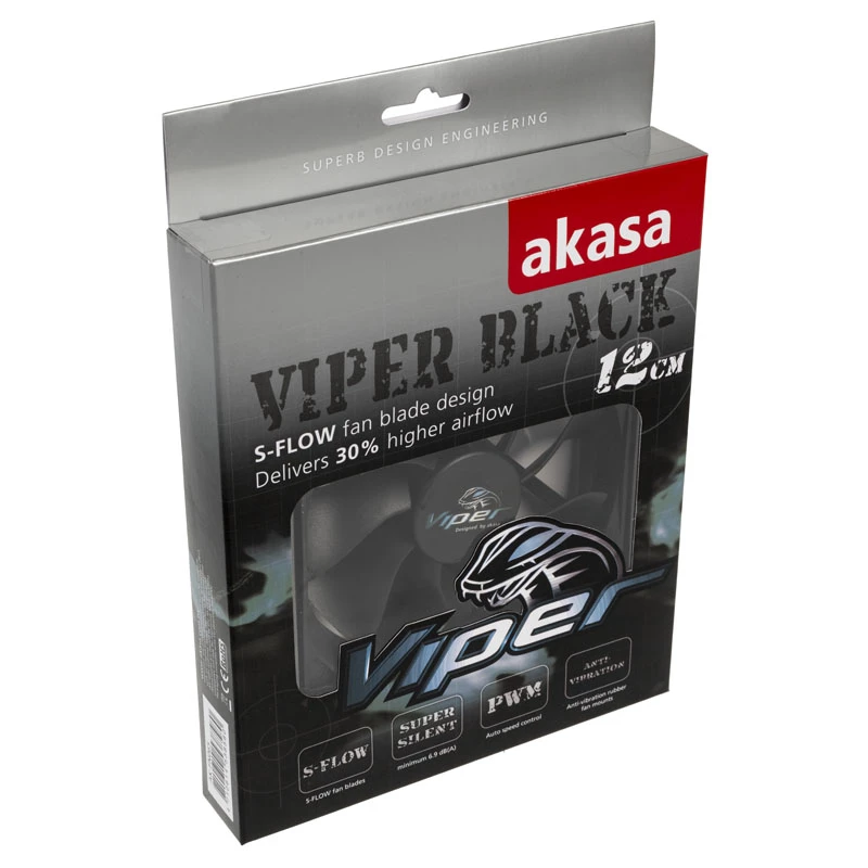AKASA Viper 120mm korpuso ventiliatorius – juodas