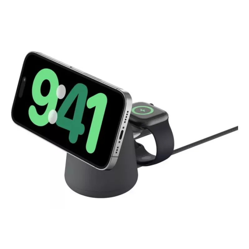Belaidis įkroviklis Belkin WIZ027VFH36 2‑in‑1 magnetinis Qi2 15W, skirtas iPhone ir Apple Watch