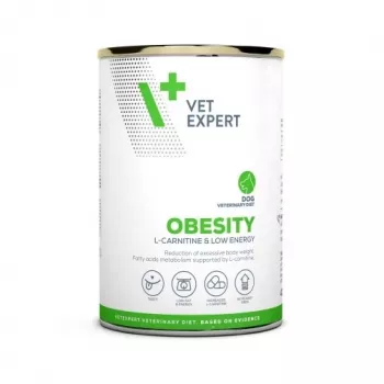 Šlapias šunų ėdalas VETEXPERT Veterinary Diet Obesity 400 g skardinė – paukštiena, suaugusiems, mažai riebalų, daug drėgmės
