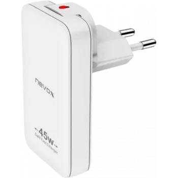AXAGON nevox 45W Dual Slim GaN USB-C/USB įkroviklis EU/US baltas
