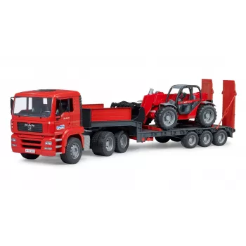 Transporto rinkinys BRUDER MAN TGA žemagrindis sunkvežimis su Manitou krautuvu
