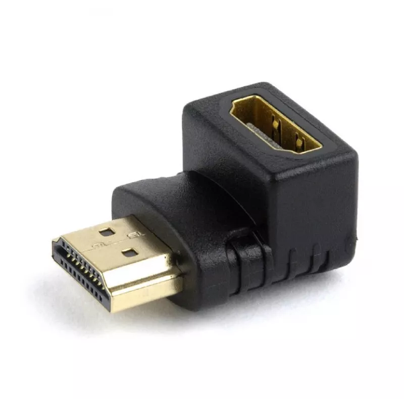HDMI adapteris GEMBIRD A-HDMI90-FML, HDMI į HDMI, 90° stačiu kampu, juodas