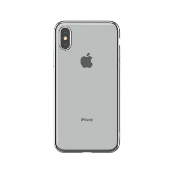 Minkštas dėklas Devia iPhone XS Max — TPU, sidabrinis, plonas apsauginis dangtelis