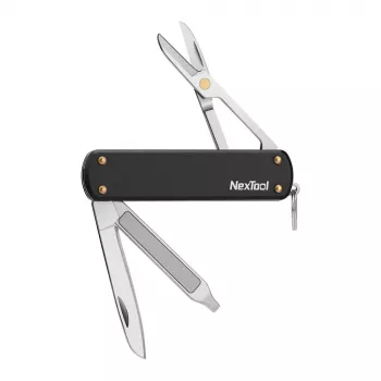Daugiafunkcis kišeninis įrankis Nextool NE0141 – sulankstomas 4-in-1 darbinis peilis, juodas, sulankstytas 6,4 cm, svoris 28,5 g