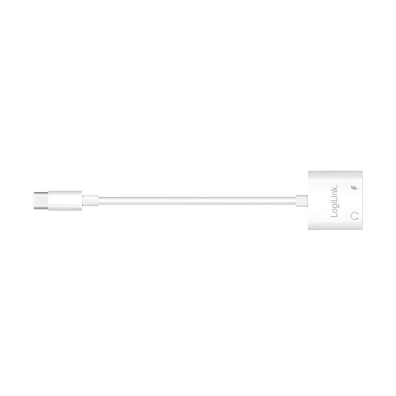 LogiLink USB-C garso adapteris USB-C/M į 2x USB-C/F 60W PD baltas