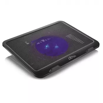 Aušinimo padėklas MEDIA-TECH MT2660 – USB nešiojamojo kompiuterio aušintuvas, 1 ventiliatorius 13,5 cm, 20 CFM, 1000 RPM, 330×250×40 mm, 327 g, foninis apšvietimas
