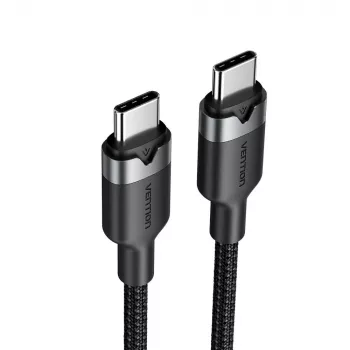 USB-C į USB-C duomenų ir įkrovimo laidas Vention TRDBH, 2 m, USB 2.0, 60 W PD, 3 A, 480 Mbit/s, juodas