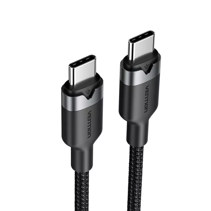 USB-C į USB-C duomenų ir įkrovimo laidas Vention TRDBH, 2 m, USB 2.0, 60 W PD, 3 A, 480 Mbit/s, juodas