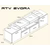 Cama TV stovas EVORA 200 juodas/juodas blizgus