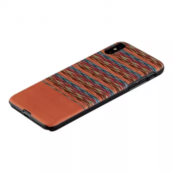 Dėklas telefonui man and wood iPhone X/XS — rudas languotas su juodais akcentais
