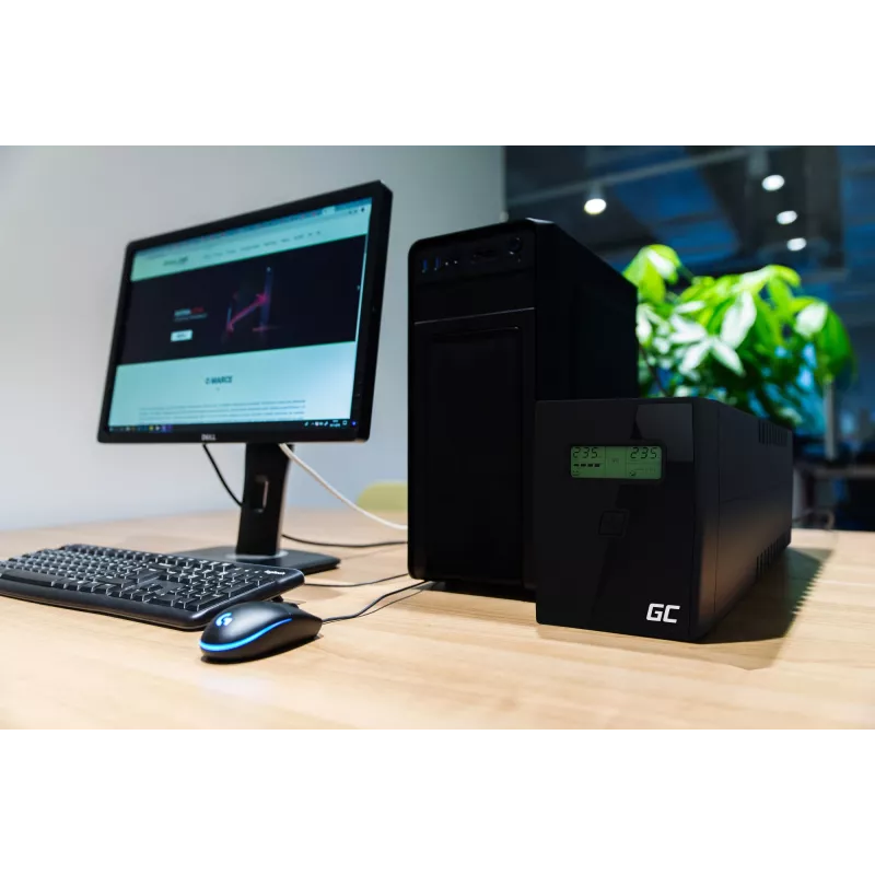 Green Cell UPS01LCD nepertraukiamo maitinimo šaltinis (UPS) Linijinis-interaktyvus 0.6 kVA 360 W 2 lizdai