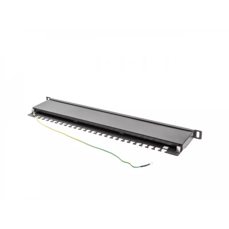 Paskirstymo panelė LANBERG PPS5-0024-B 24 prievadų CAT5e, metalinė, 0,5U, 445×99×22,3 mm, juoda