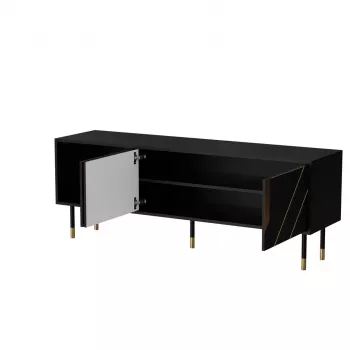 TV spintelė Cama Meble MOUNTAIN 154x40x55 cm – juoda ir auksinė