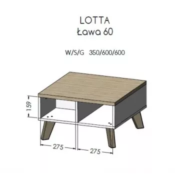 Cama LOTTA 60 Kavos staliukas baltas/sonomos ąžuolas