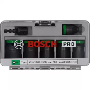 Veržliarakčių antgalių rinkinys Bosch Powertools PRO 1/2 colio 7 dalių juodas