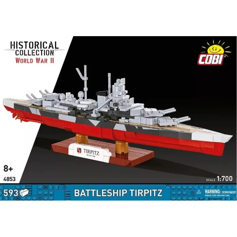 Konstruktorius Cobi Battleship Tirpitz – 593 detalės, mastelio modelis su demonstravimo stovu