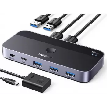 KVM USB jungiklis UGREEN CM662 2x4 išvestis, juodas