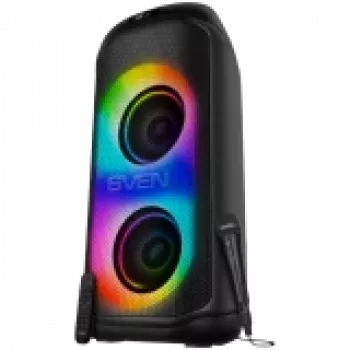Nešiojamas garsiakalbis SVEN PS-1050, juodas (200W, TWS, Bluetooth, FM, USB, microSD, LED ekranas, 7200mAh)