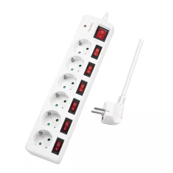Prailginimo laidas LogiLink LPS250 1,5 m 6 kištukinių lizdų baltas