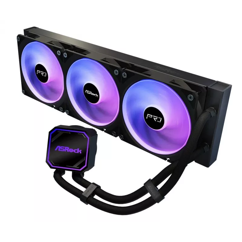 CPU aušintuvas ASROCK Pro 360 ARGB Juodas — 360 mm skysčio aušintuvas su ARGB apšvietimu