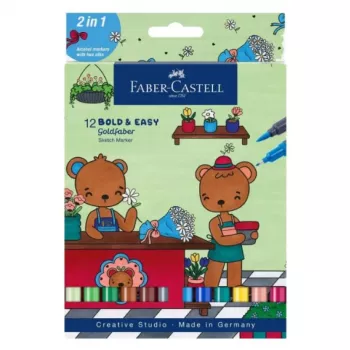 Marker rinkinys Faber-Castell 164815 – 12 vnt., įvairiaspalviai žymekliai, pagaminti Vokietijoje