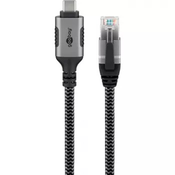 Goobay 70755 USB-C į RJ45 Ethernet CAT 6 laidas stabiliai laidinei interneto jungčiai su maršrutizatoriumi / modemu / tinklo jungikliu / pakeičia USB į RJ45 adapterį / 1