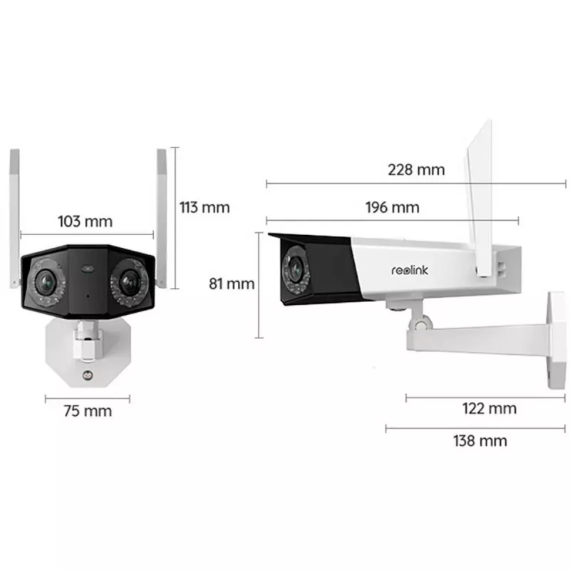 Reolink Duo Series W730 – 4K lauko Wi-Fi kamera, dvigubas objektyvas, 180° panoraminis vaizdas, asmens/transporto priemonės/gyvūno aptikimas