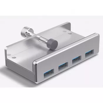 ALLNET ALL-USB3-HUB-4-CLIP USB 3.2 Gen 1 sąsajų šakotuvas, 4x Type-A, 5000 Mbit/s, sidabrinis (ALL-USB3-HUB-4-CLIP)