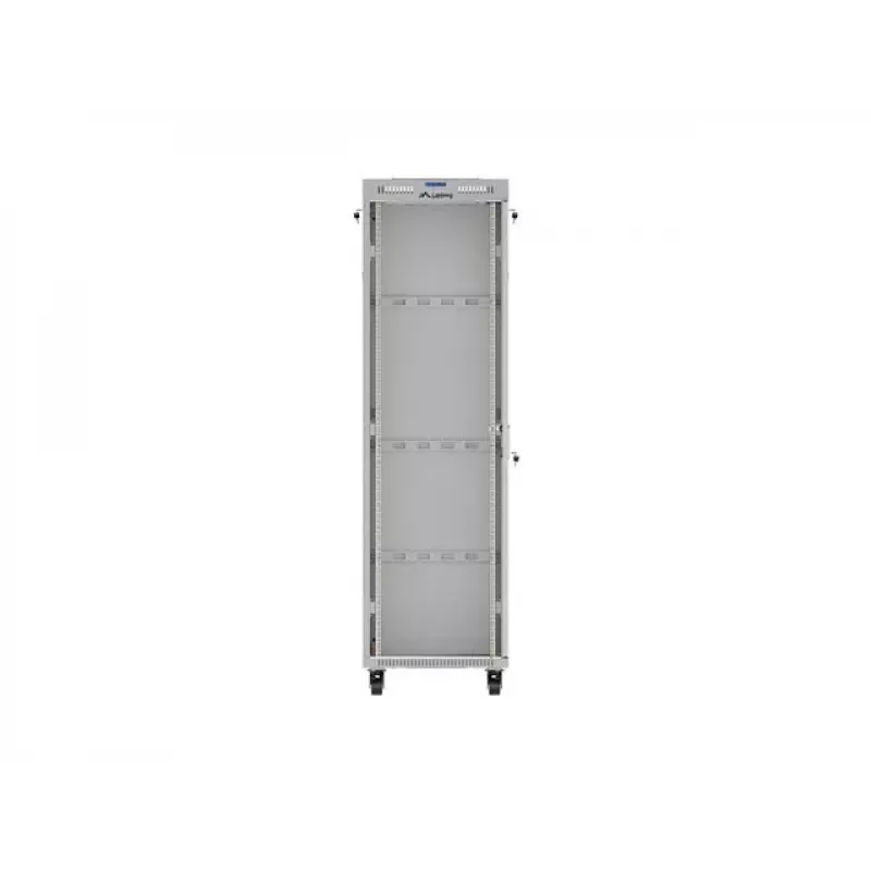 19 colių 42U LANBERG stovimas serverio spintos rėmas 600×600 mm pilkas su stiklinėmis durimis ir LCD (plokščioje pakuotėje)