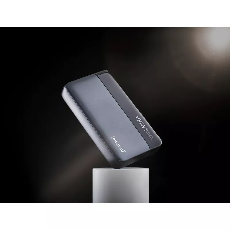 Power bank Intenso 7350050 – 20000 mAh, 1× USB-A + 2× USB-C, 100 W bendra galia, juoda/pilka