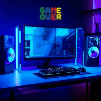 Neoninis ženklas MANTA SNL102MT – sieninė LED šviesos dekoracija „Game Over“
