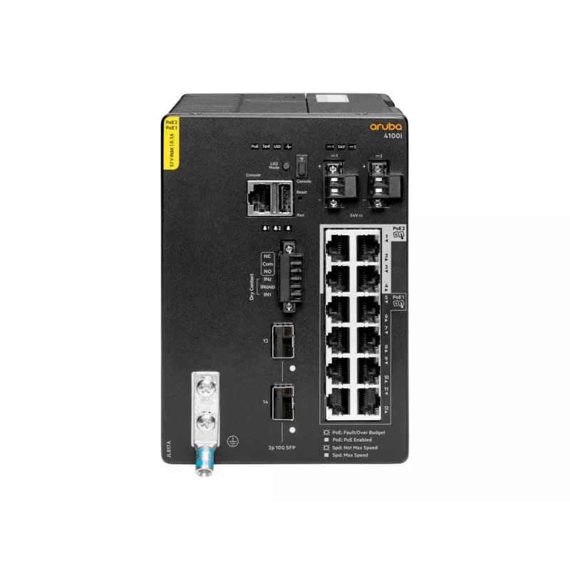 HPE Aruba 4100i valdomas pramoninis jungiklis – 8x PoE+ (30W) + 4x PoE++ (60W) + 2x SFP+