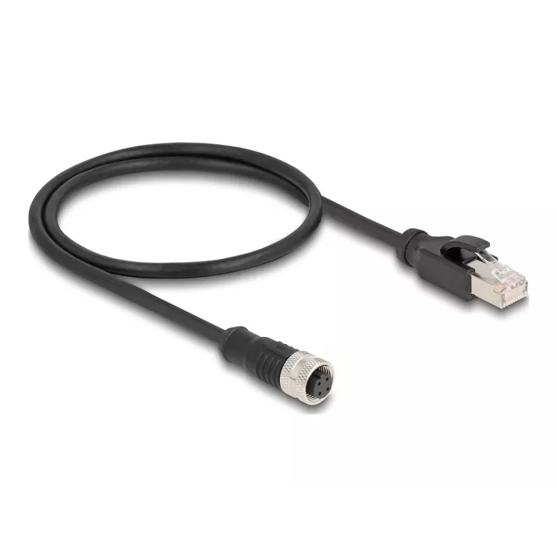 DeLOCK M12 adapteris D-coded 4 kontaktų moteriškas į RJ45 vyrišką 50 cm