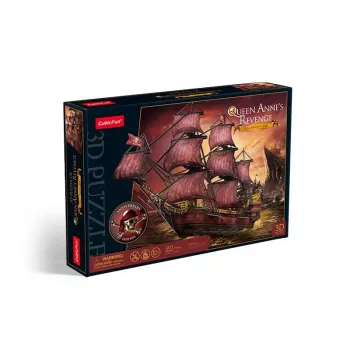 3D dėlionė Cubicfun Queen Anne's Revenge Jubiliejinis leidimas – modelis 306-T4040H, kolekcinis laivo konstravimo rinkinys