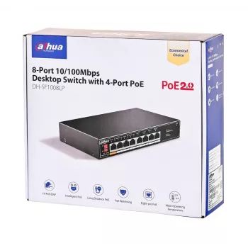 Dahua Technology PoE SF1008LP nevaldomas L2 Fast Ethernet (10/100) Power over Ethernet (PoE) jungiklis juodas