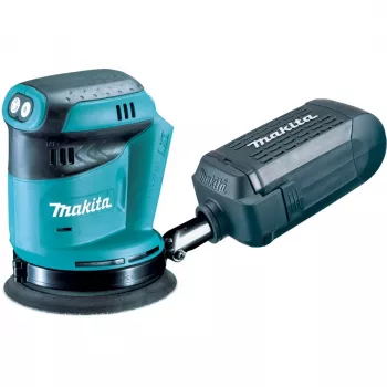 Orbitinis šlifuoklis Makita DBO180Z — 18V Li-Ion, 125 mm pad, 2,8 mm orbita, 7000–11000 aps./min., dulkių maišelis, 1,7 kg