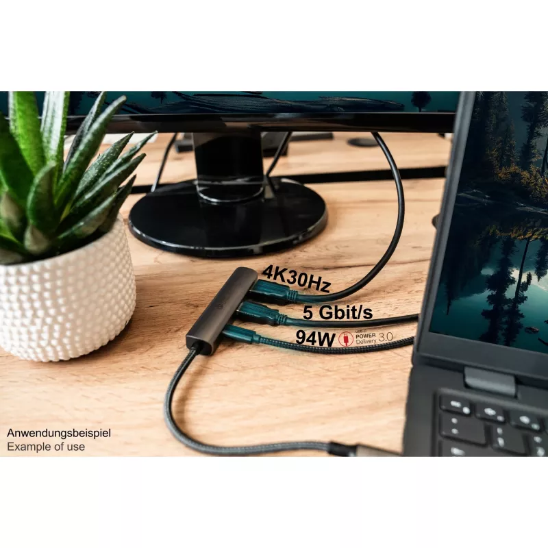 USB Type-C centrinis įrenginys Alcasa HUB-C002A 5000 Mbit/s HDMI USB 3.0