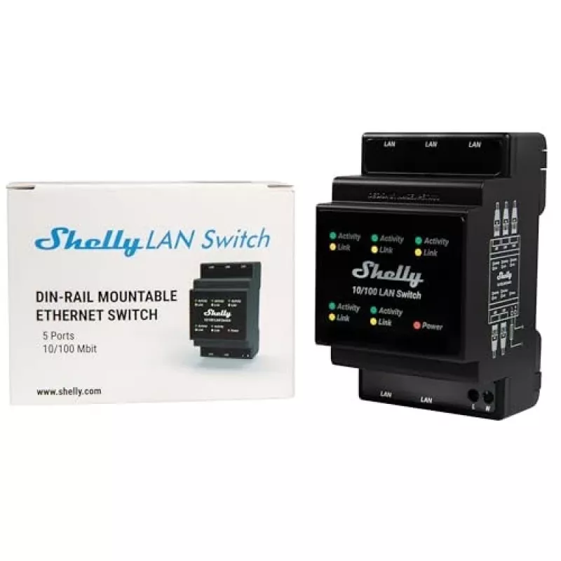 Shelly LAN Switch Black AC 110-240V 1W – belaidis jungiklis