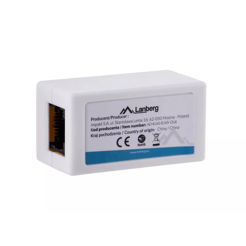 LANBERG AD-RJ45-RJ45-OU6 tinklo jungtis – baltas RJ-45 lizdų adapteris Cat.6