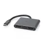 Nedis USB-C™ adapteris USB 3.2 Gen 1 | USB-C™ kištukas | 2x HDMI™ | 4K@30Hz | 0,10 m | Apvalus | nikeliuotas | PVC | Juodas | Dėžutė (CCGB64670BK01)