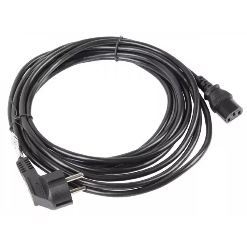 Maitinimo laidas LANBERG CA-C13C-11CC-0050-BK — 5 m, C13 kištukas į CEE7/7, kampuotas C13