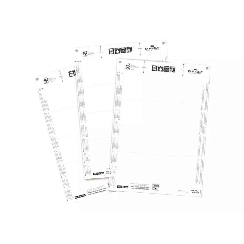 Įdėklai ženkliukams Durable 1456-02 60x90 mm Balti